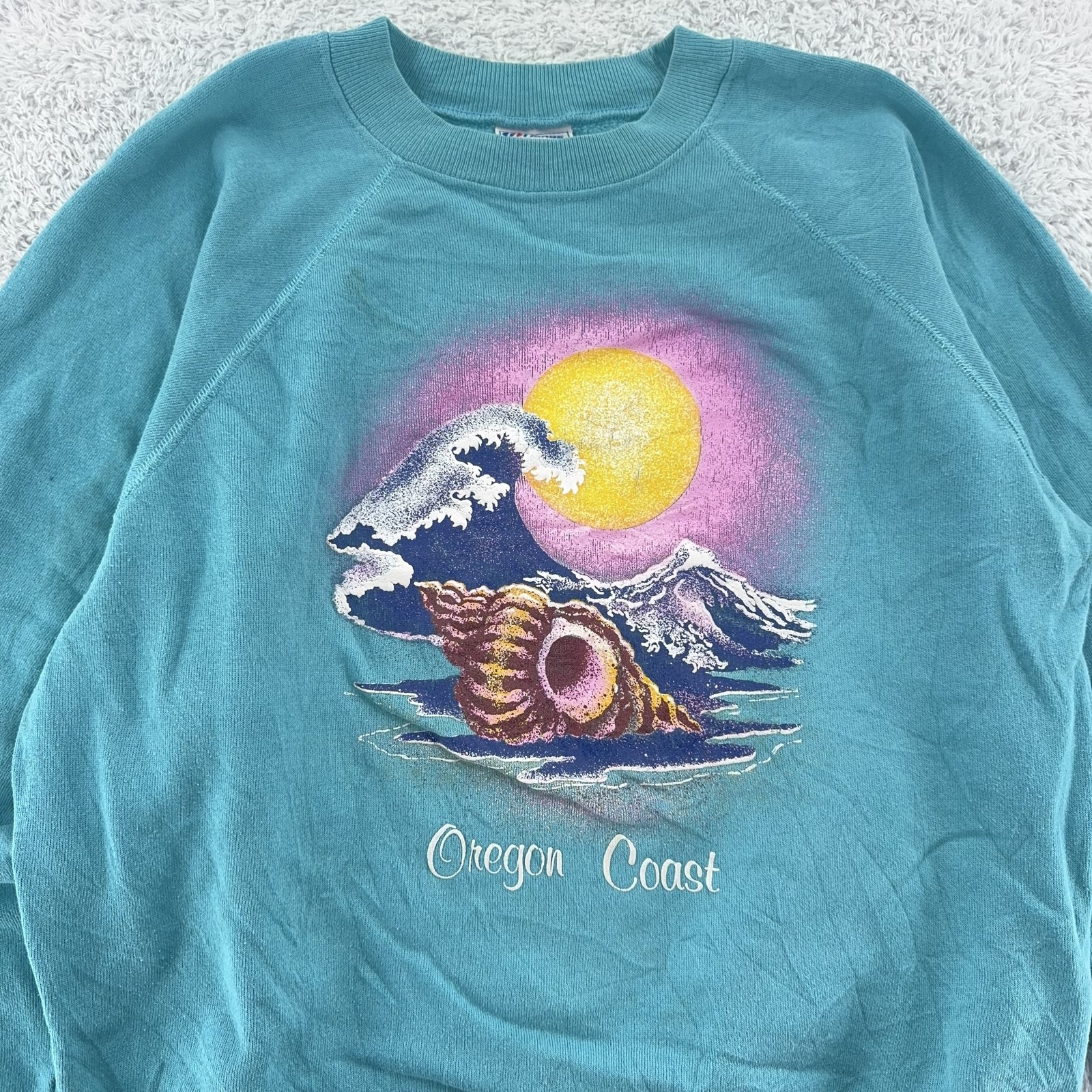 Vintage Oregon Coast Sweatshirt S/M Hanes Wave Shell Sunset 90s Beach Surf